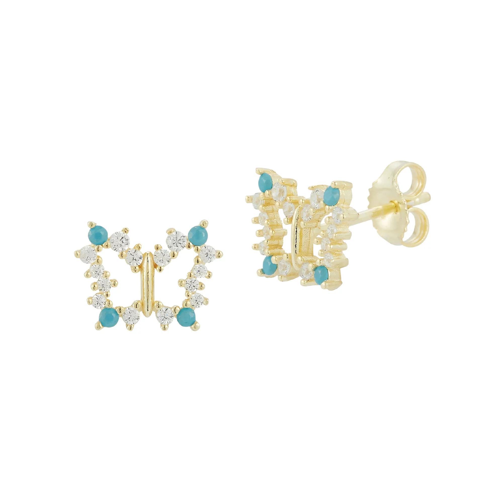 Sunkissed Sterling Cubic Zirconia Butterfly Stud Earrings, Women's, Gold Tone Product Image