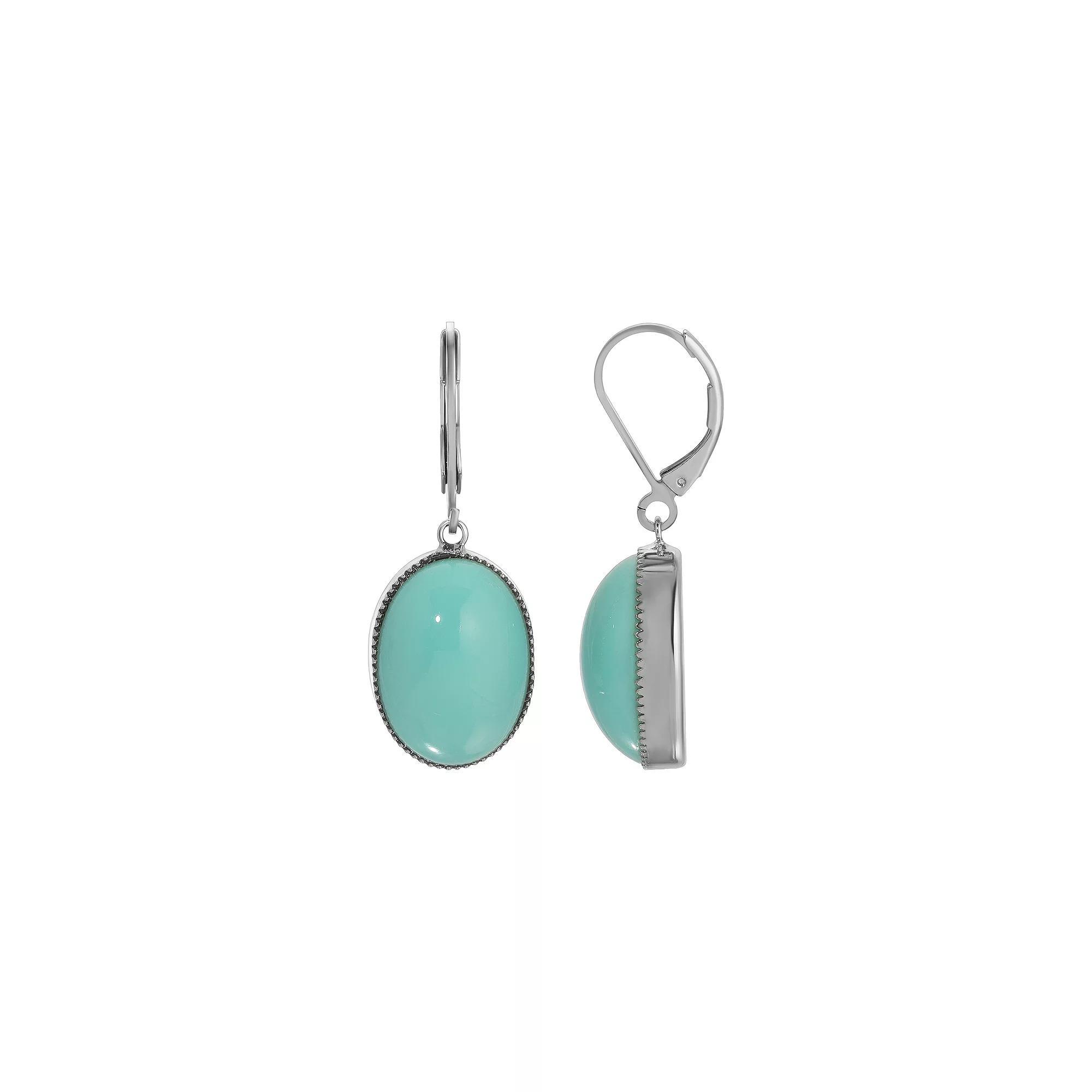 1928 Silver Tone Simulated Turquoise Drop Earrings, Womens Product Image