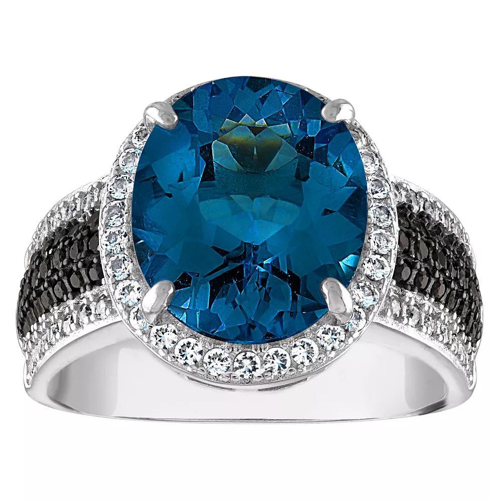 Designs by Gioelli Sterling Silver Swiss Blue Topaz & Black Spinel Ring, Women's, Size: 6 Product Image