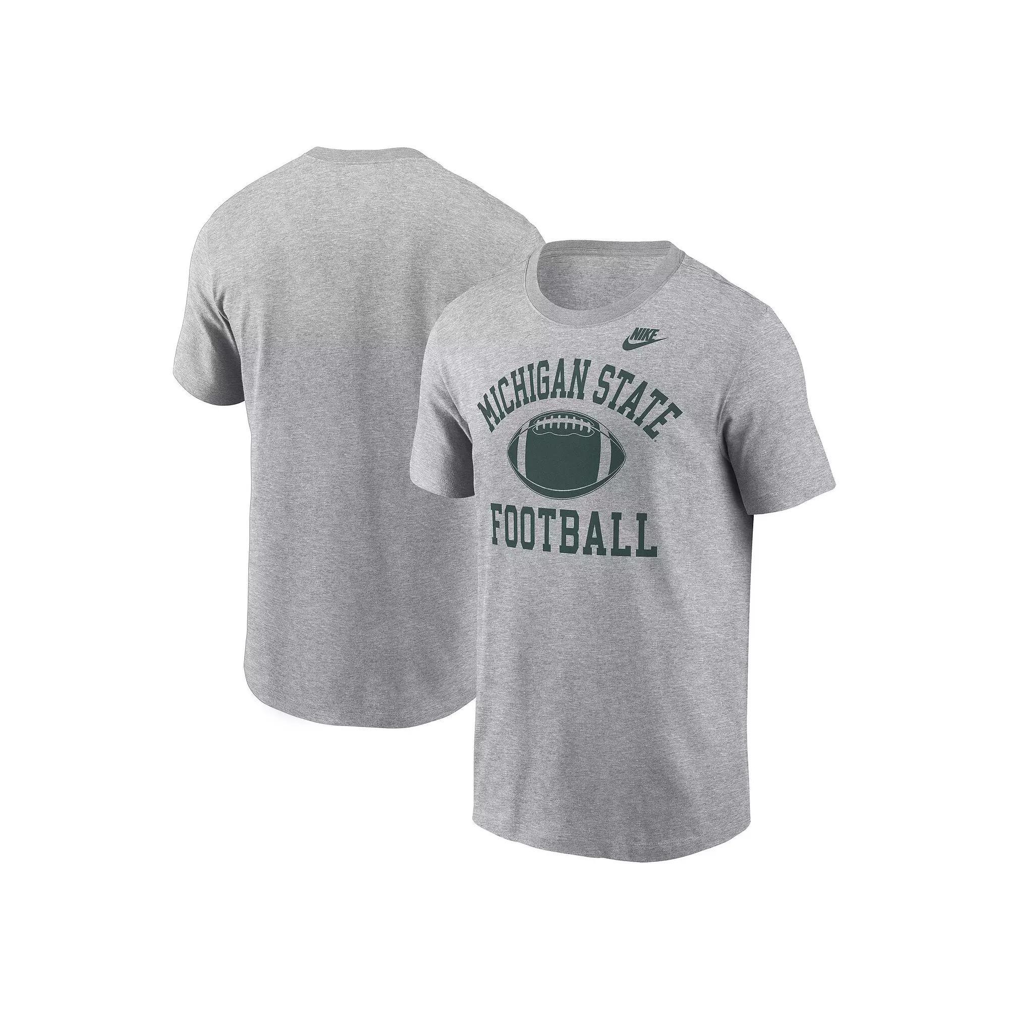 Men's Nike Heather Gray Michigan State Spartans Legacy Football Icon T-Shirt, Size: XL, Grey Product Image