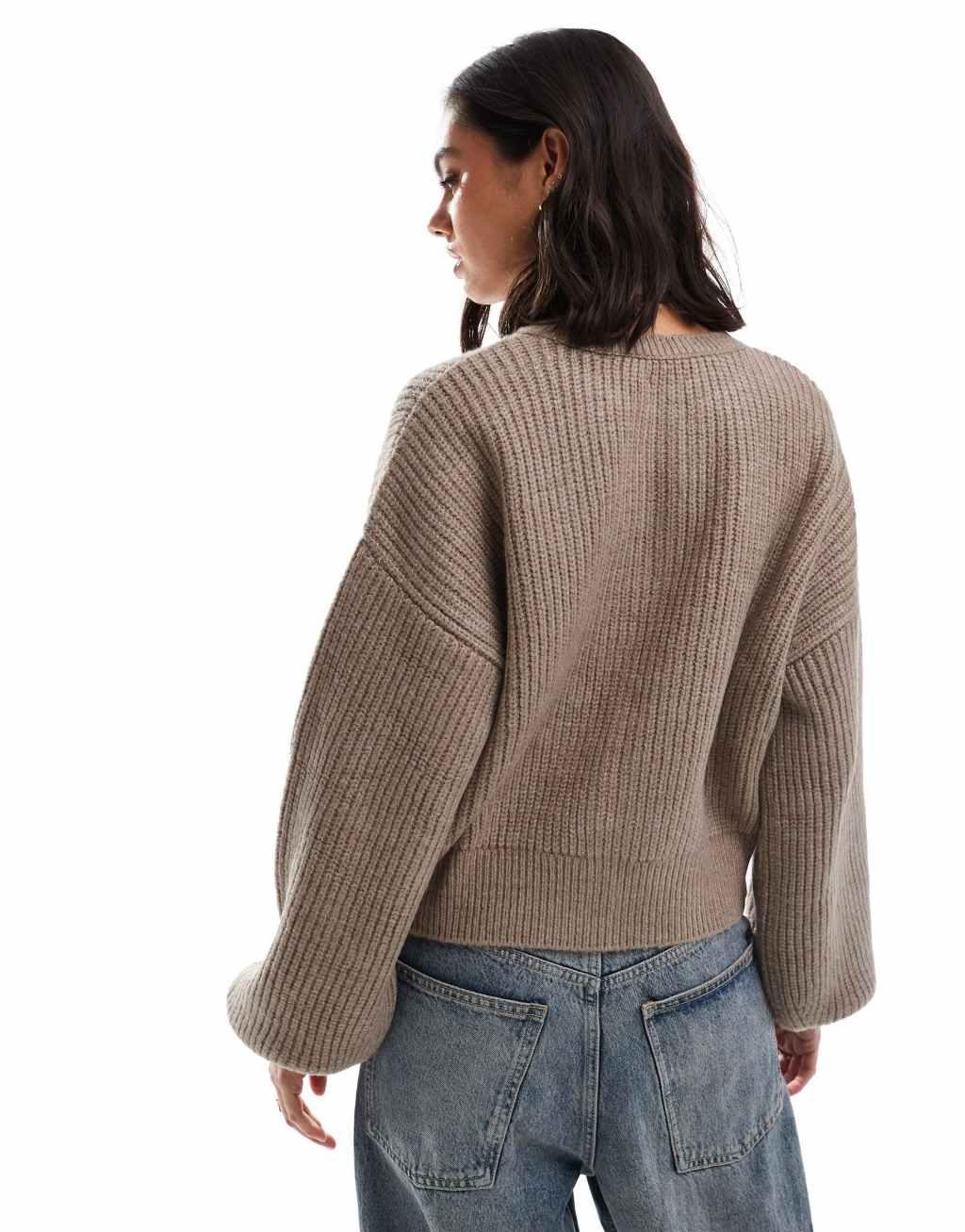ASOS DESIGN oversized cardigan in taupe brown Product Image
