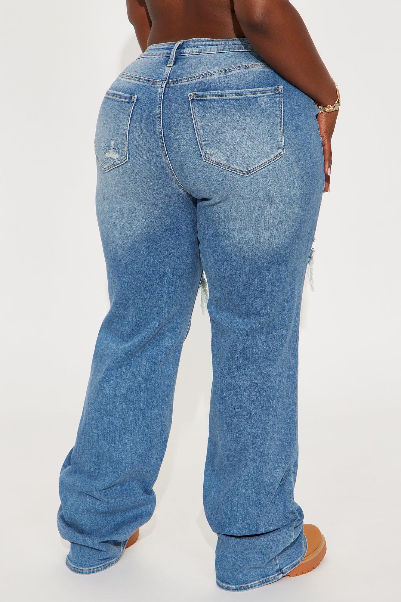 Tall Remi Ripped Stretch Baggy Jeans - Medium Wash Product Image