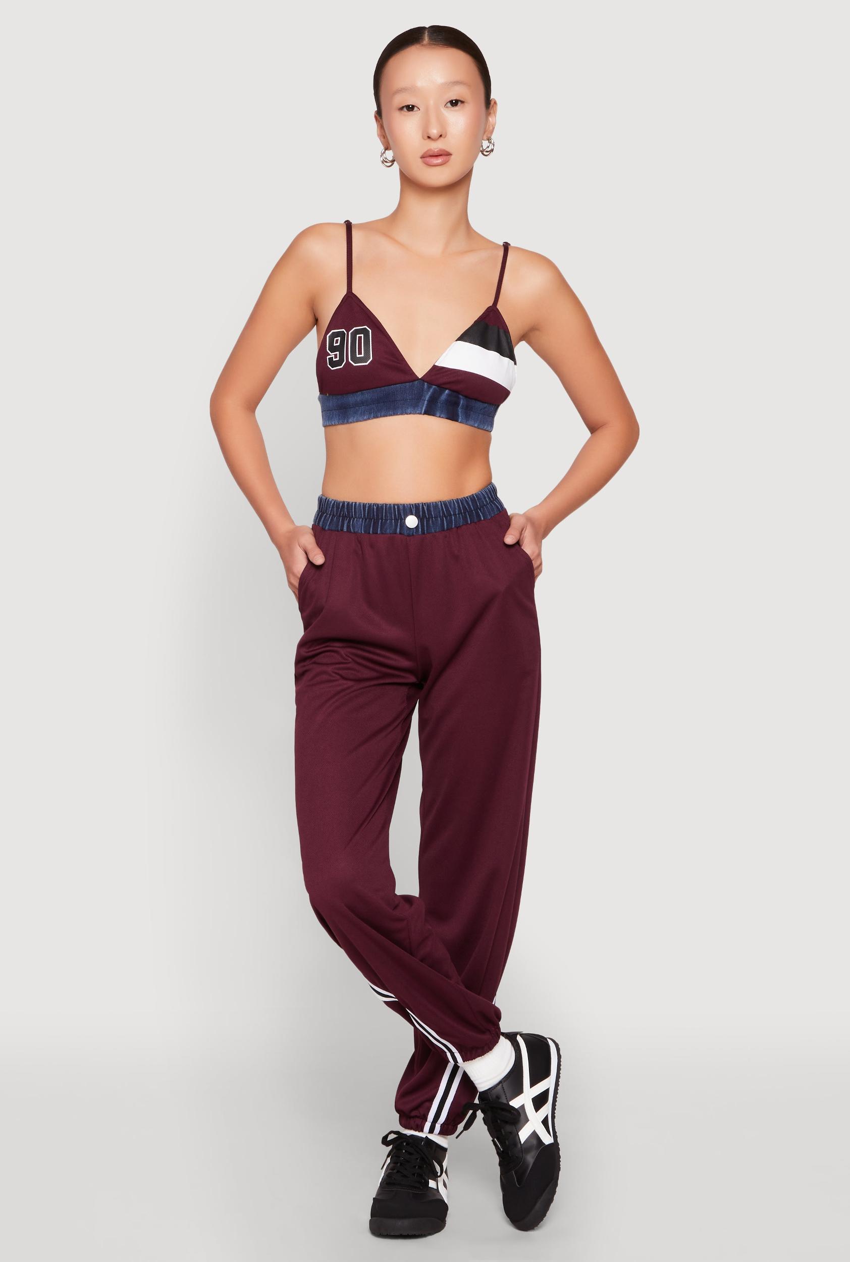 Womens Contrast Trim High Waisted Joggers Product Image