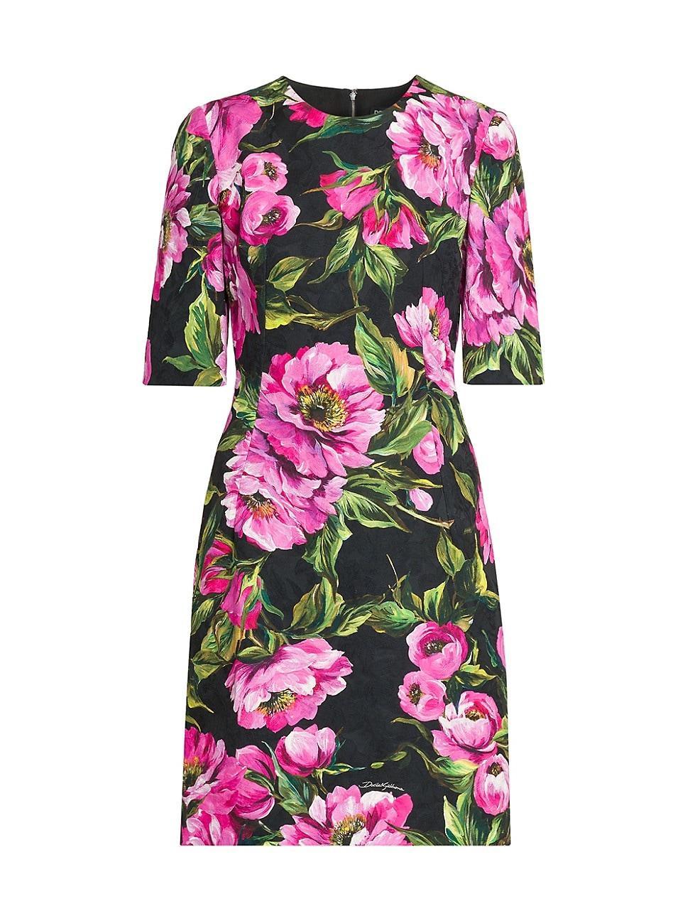 Womens Peonies Stretch-Cotton Minidress Product Image