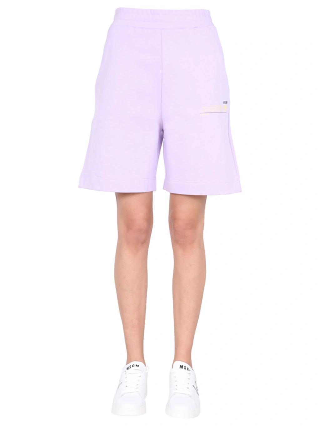 MSGM "fantastic Green" Bermuda In Purple Product Image