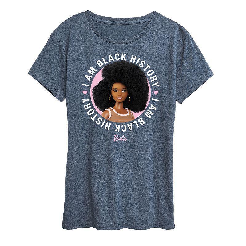 Womens Barbie I Am Black History Graphic Tee Grey Royal Blue Product Image