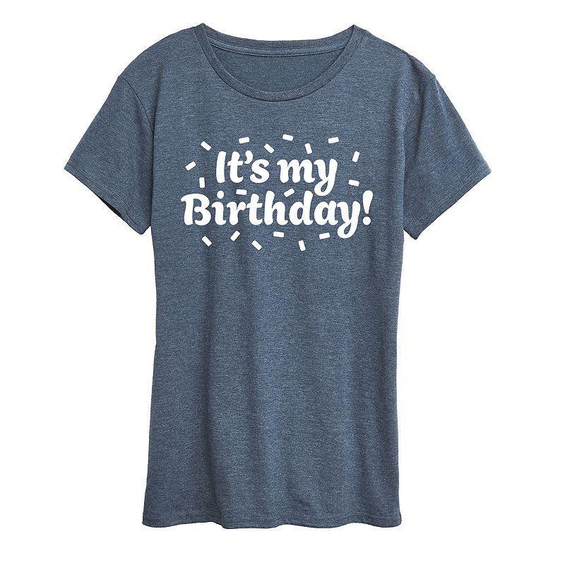 Women's It's My Birthday Graphic Tee, Size: Large, Grey Blue Product Image