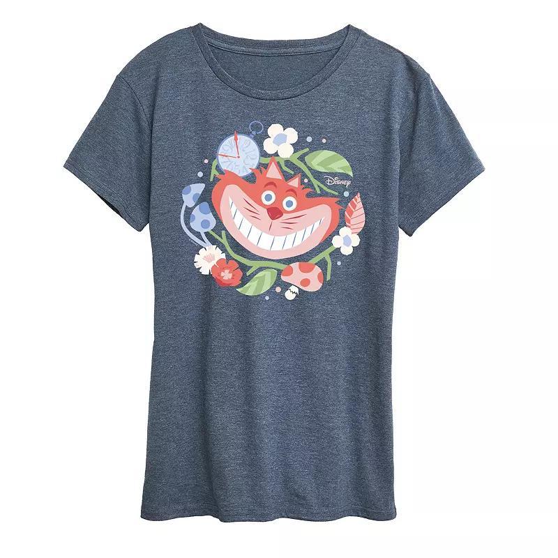 Disneys Alice in Wonderland Cheshire Cat Womens Circle Graphic Tee Heather Grey Product Image