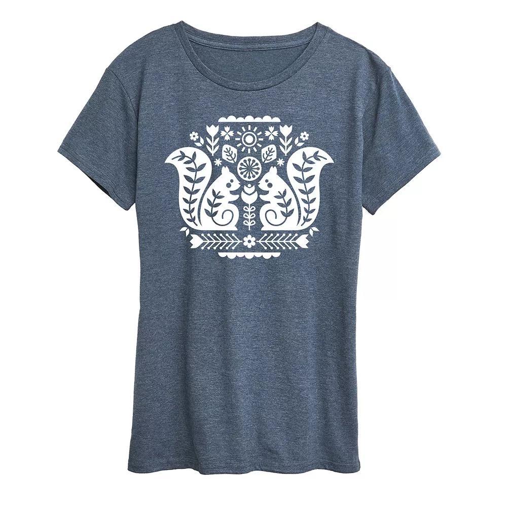 Womens Scandinavian Squirrels Graphic Tee Blue Product Image