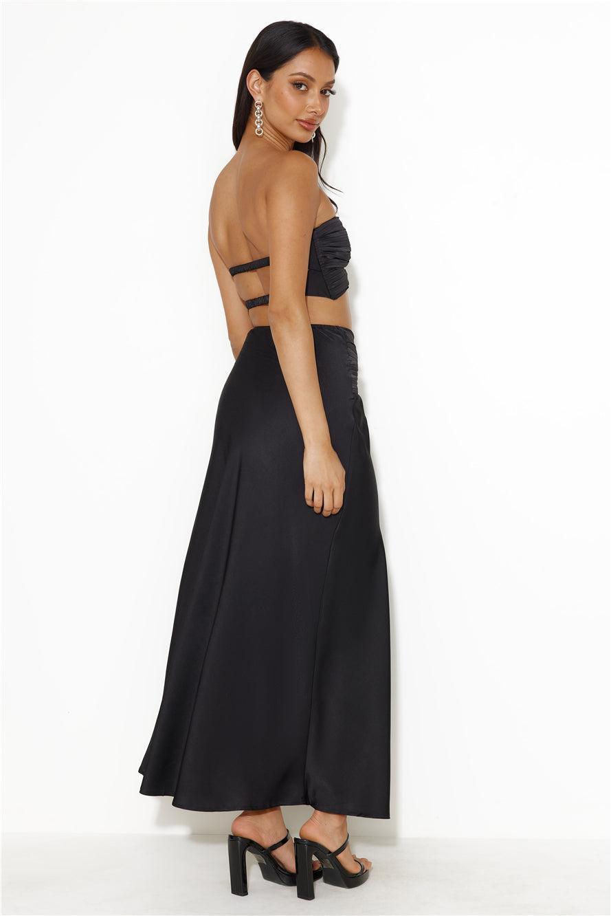 Diary Of Secrets Satin Maxi Skirt Black Product Image