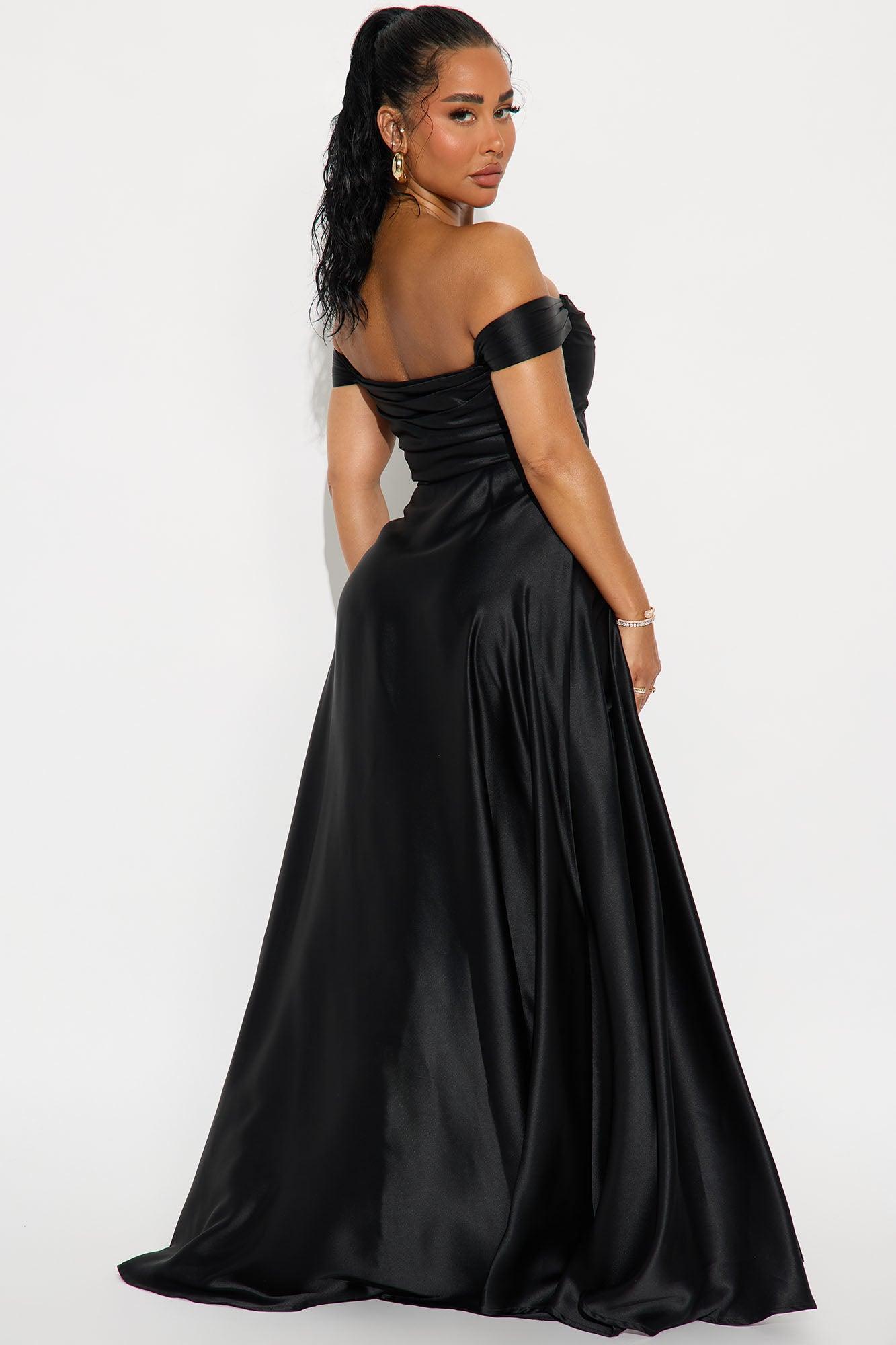 Rosalee Satin Gown - Black Product Image