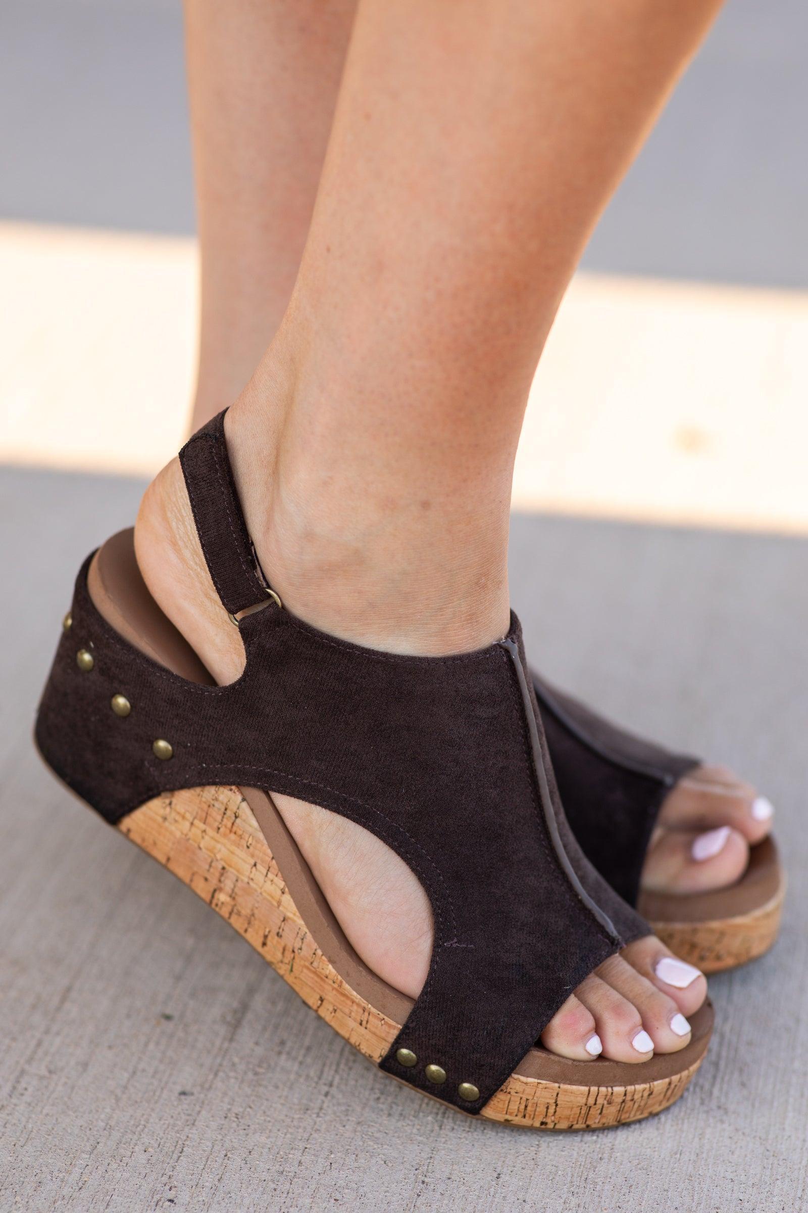 Corkys Carley Suede Wedge Sandals Product Image