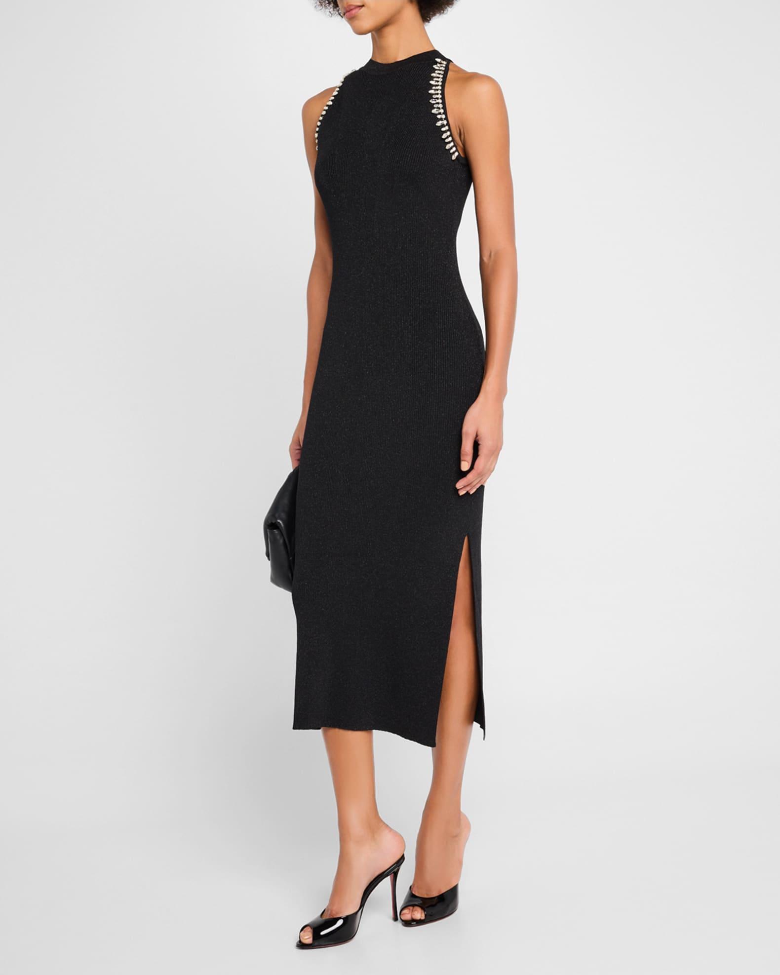 Izel Crystal Halter Ribbed Midi Dress Product Image