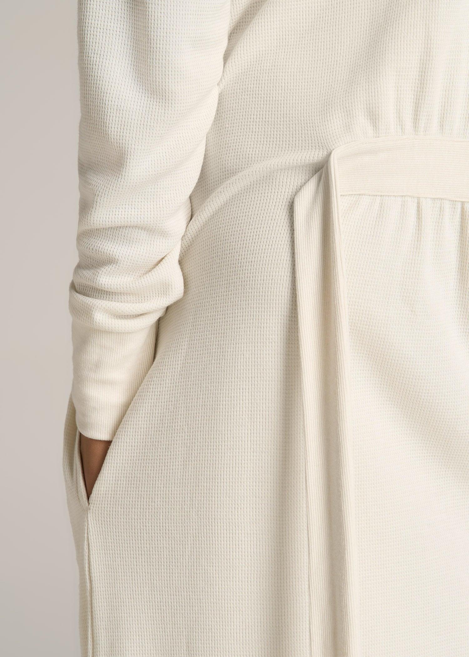 Waffle Lounge Robe for Tall Women in White Alyssum Product Image