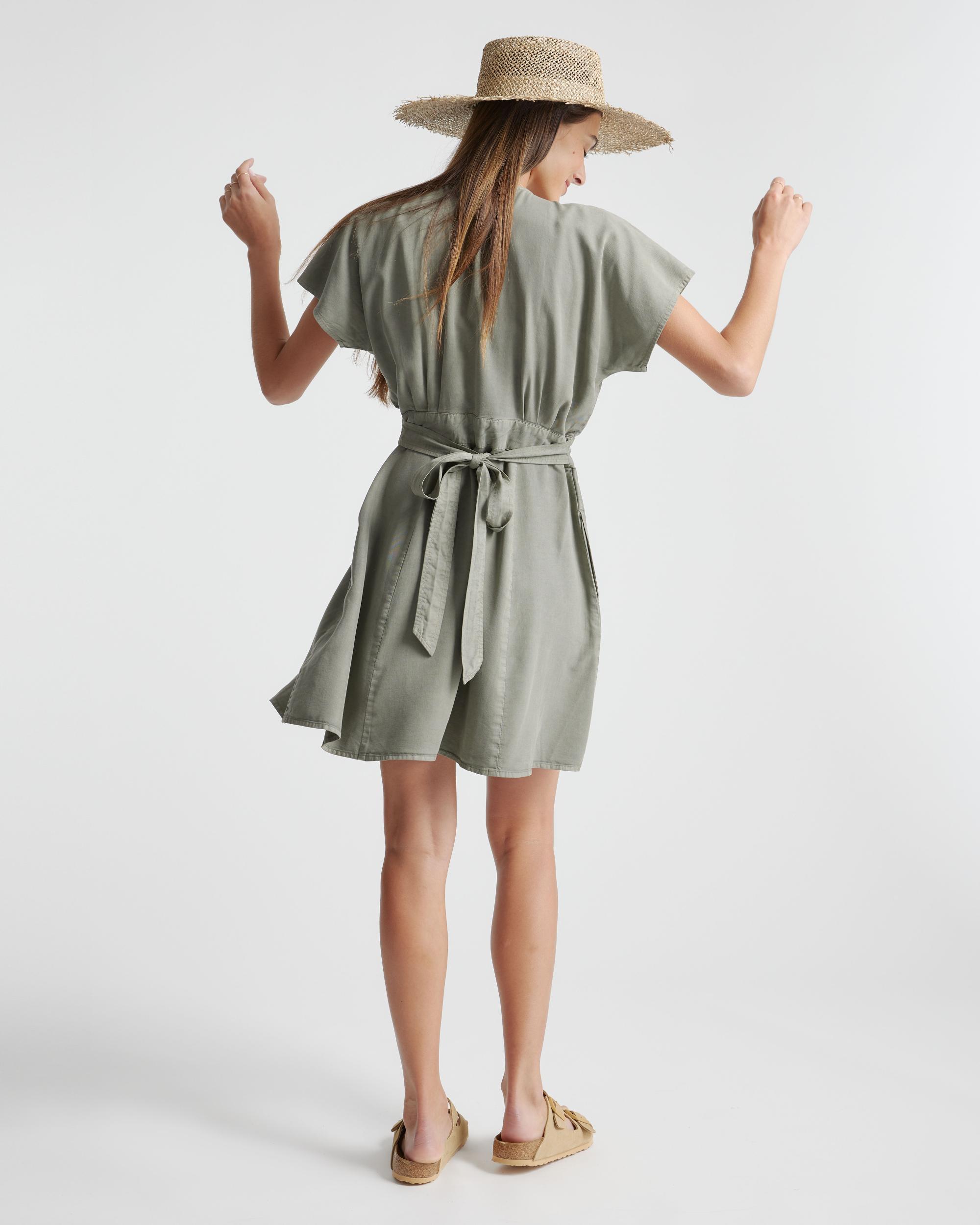 Quince | Women's Vintage Wash Tencel Button Front Dress Size XL Product Image