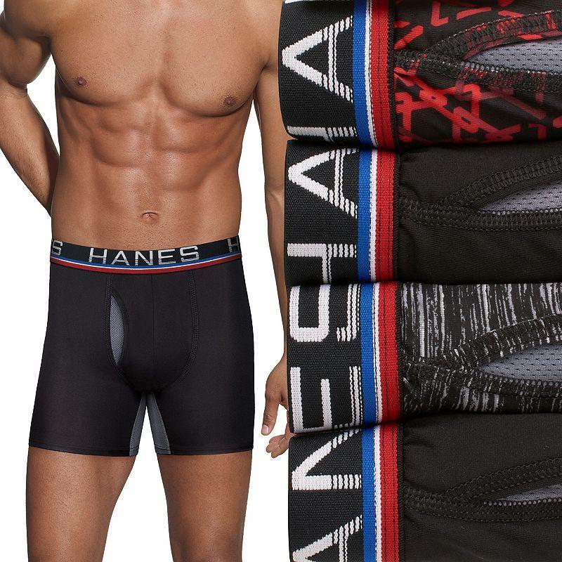 Hanes Ultimate Mens Performance Boxer Brief Underwear, X-Temp, Assorted 4-Pack 2XL Product Image