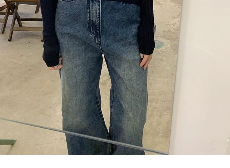 Long-Sleeve V-Neck Plain Slim Fit Knit Top Product Image
