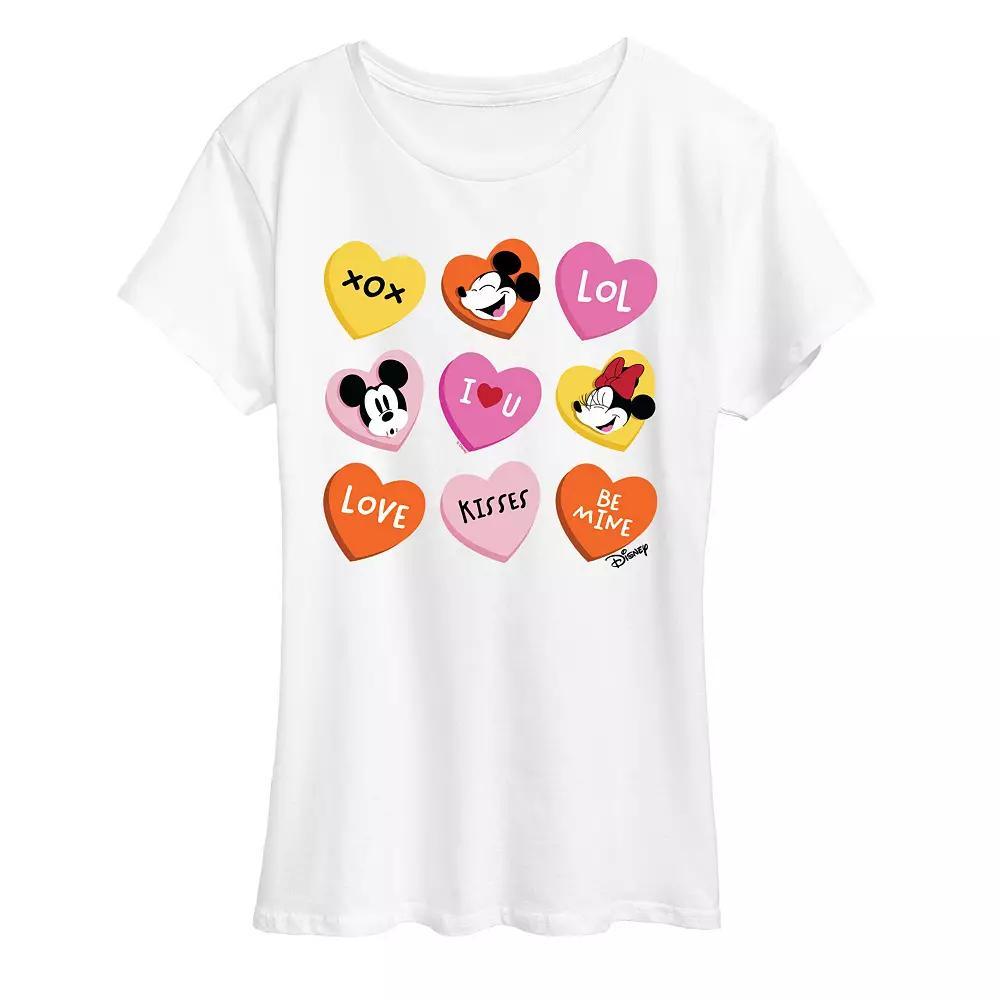 Disney's Mickey & Minnie Mouse Women's Candy Hearts Graphic Tee, Size: Large, White Product Image