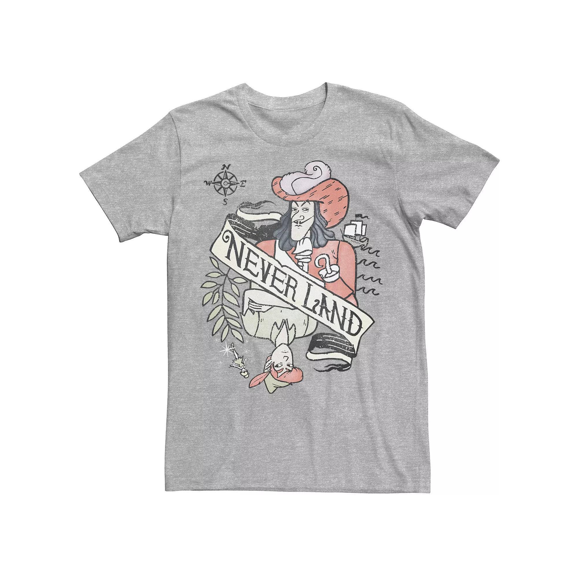 Disney's Peter Pan Captain Hook Playing Card Men's Tee, Size: Medium, Athletic Grey Product Image