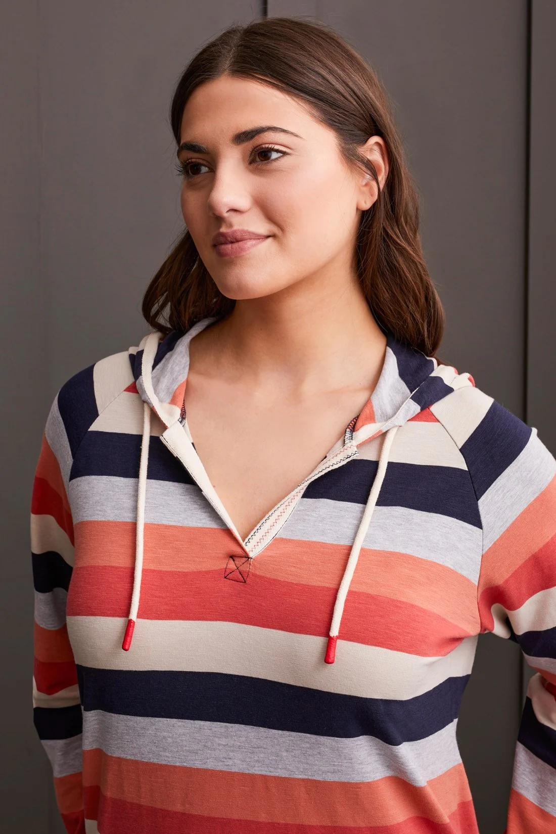 STRIPED SLUB KNIT RAGLAN HOODY Product Image