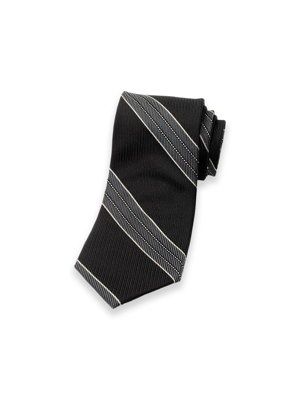 Stripe Woven Silk Tie - Black/grey Product Image