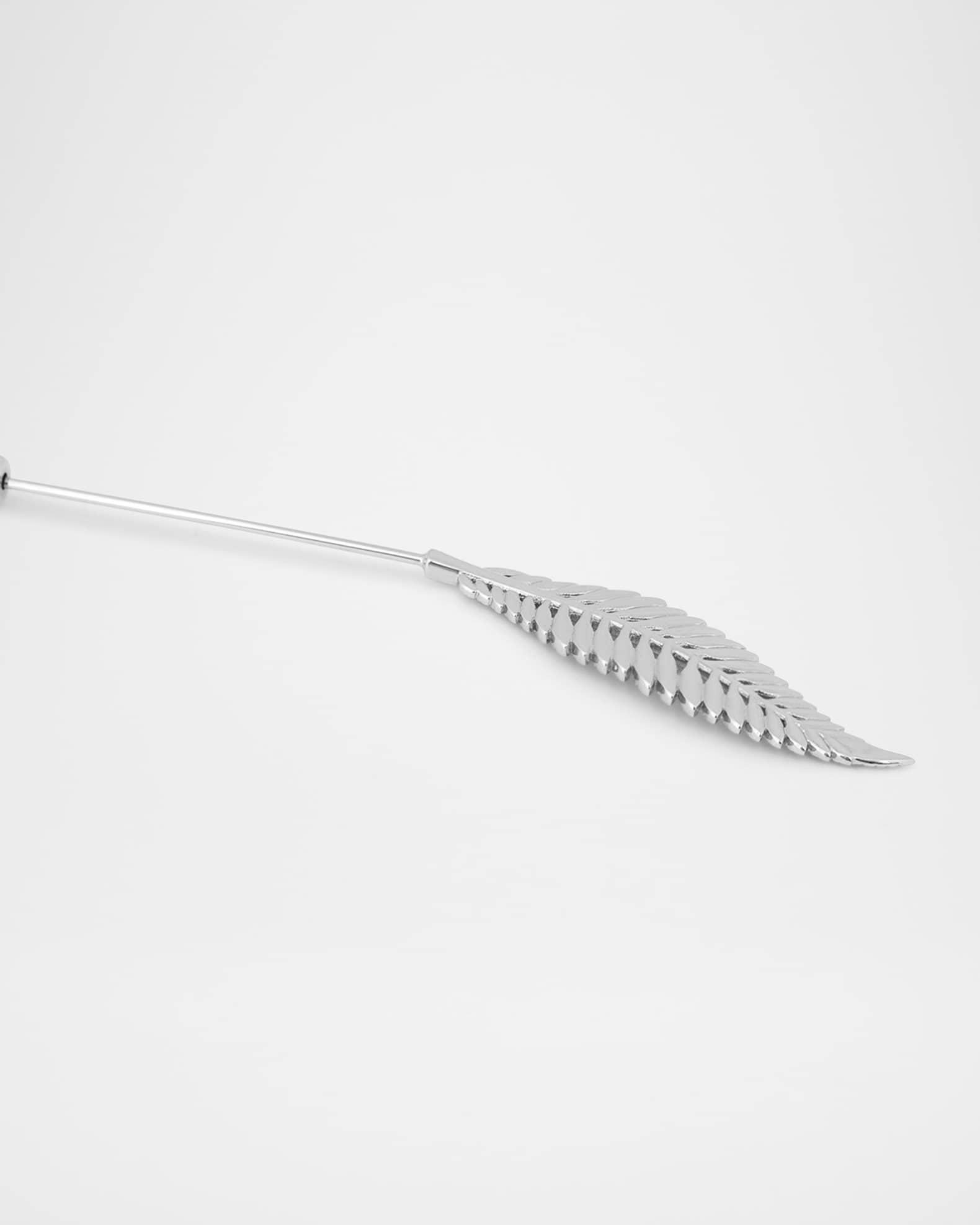 Mens Palladium-Plated Fern Leaf Lapel Pin Product Image