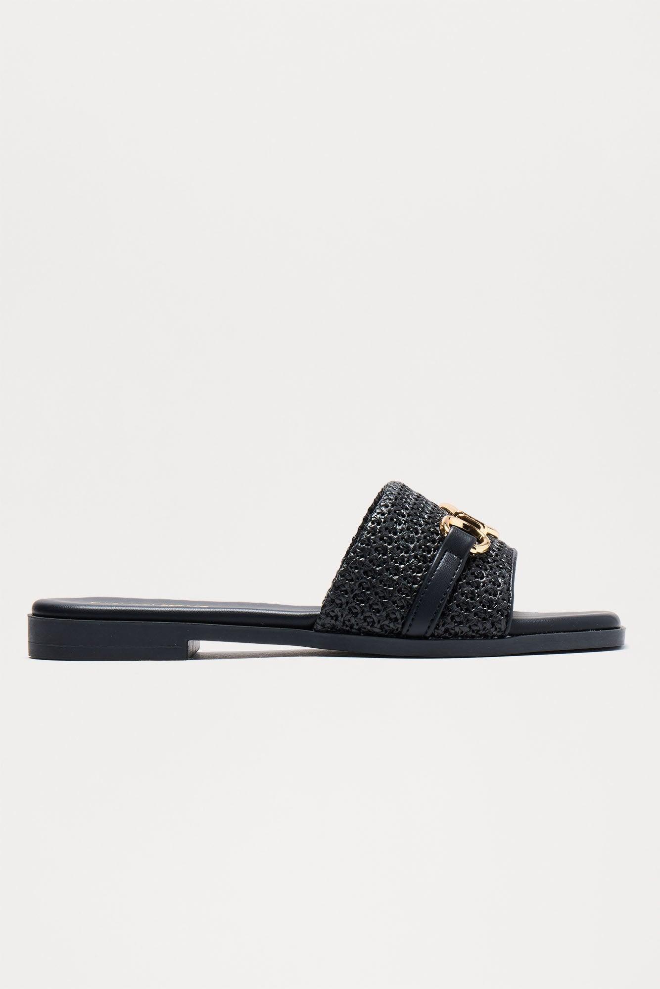 Rhode Island Raffia Sandals - Black Female Product Image
