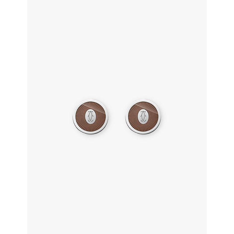 CARTIER Mens Silver And Brown C De  Sterling-silver Cufflinks Product Image