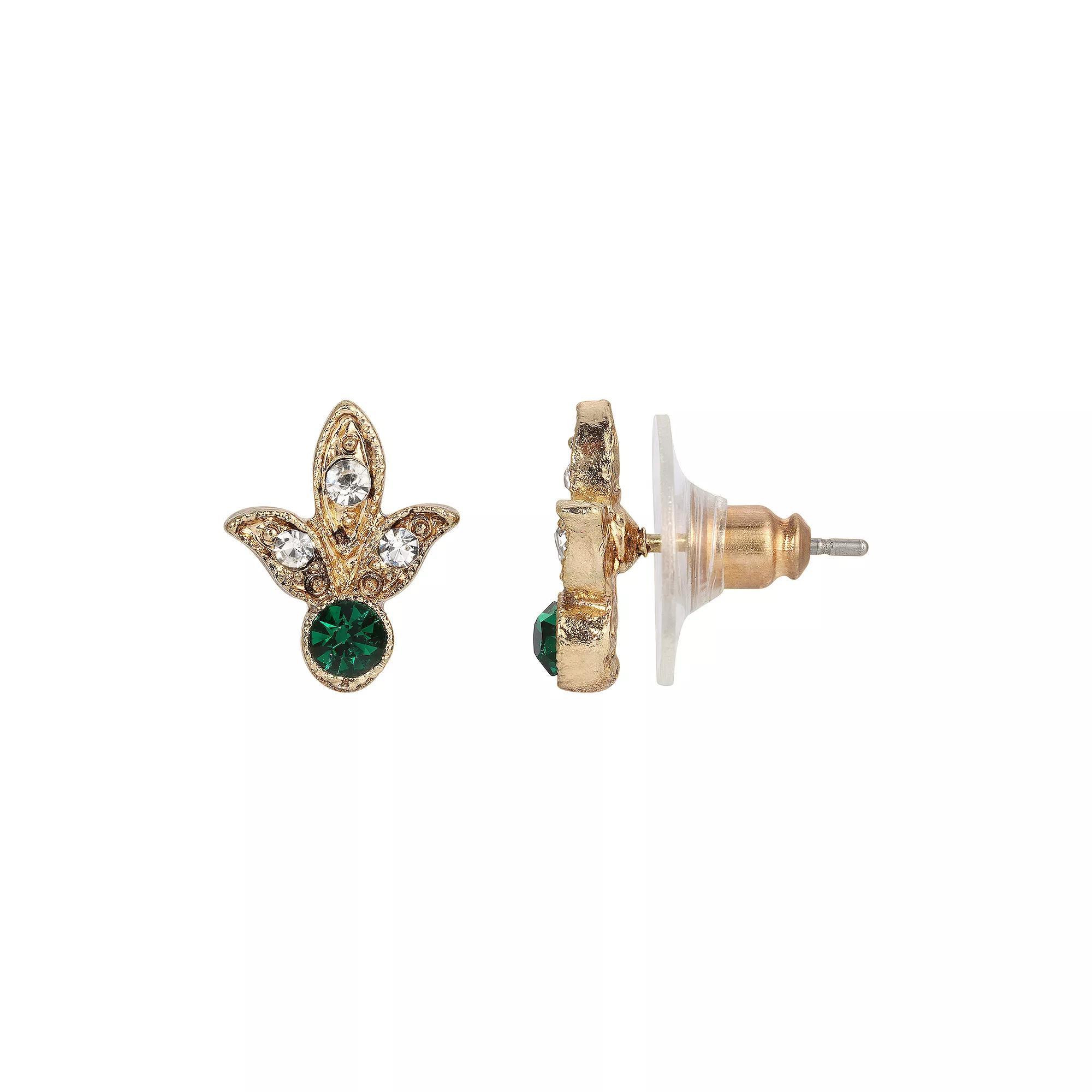 1928 Navette Shaped Green Stone Earrings, Womens Product Image