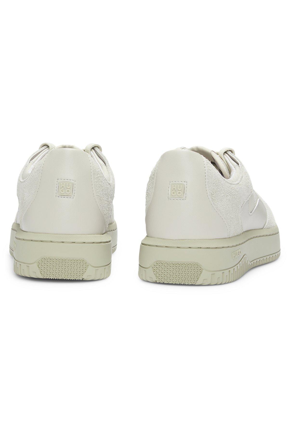 HUGO - Mixed-material trainers with suede and honeycomb ripstop - Light Beige Product Image