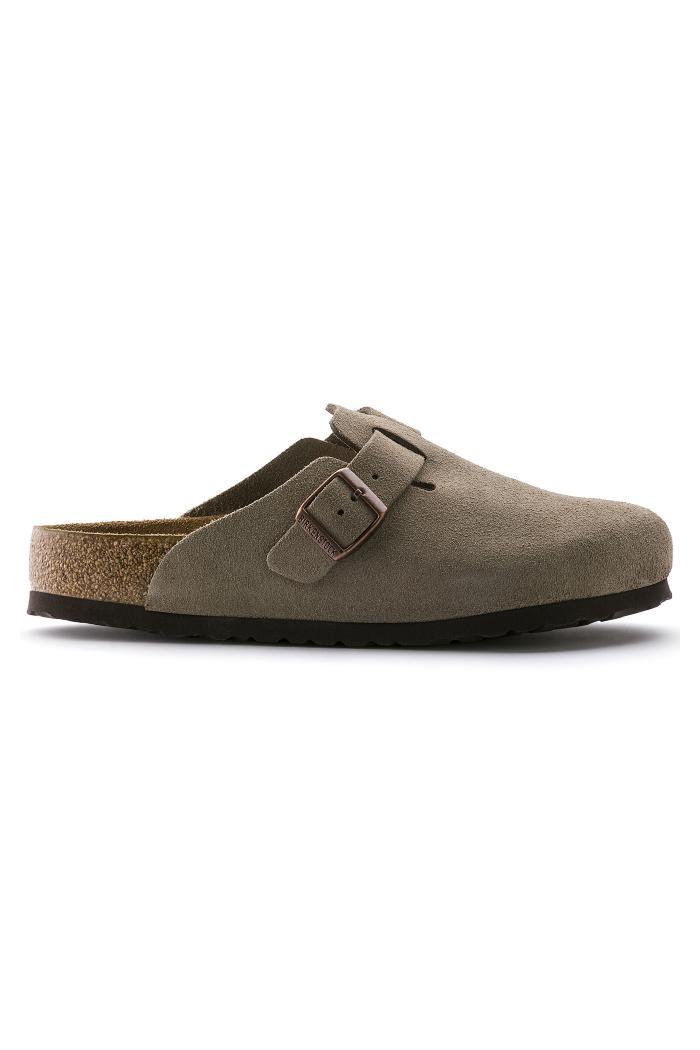 Birkenstock Boston  Soft Footbed Regular Width in Taupe Suede Product Image
