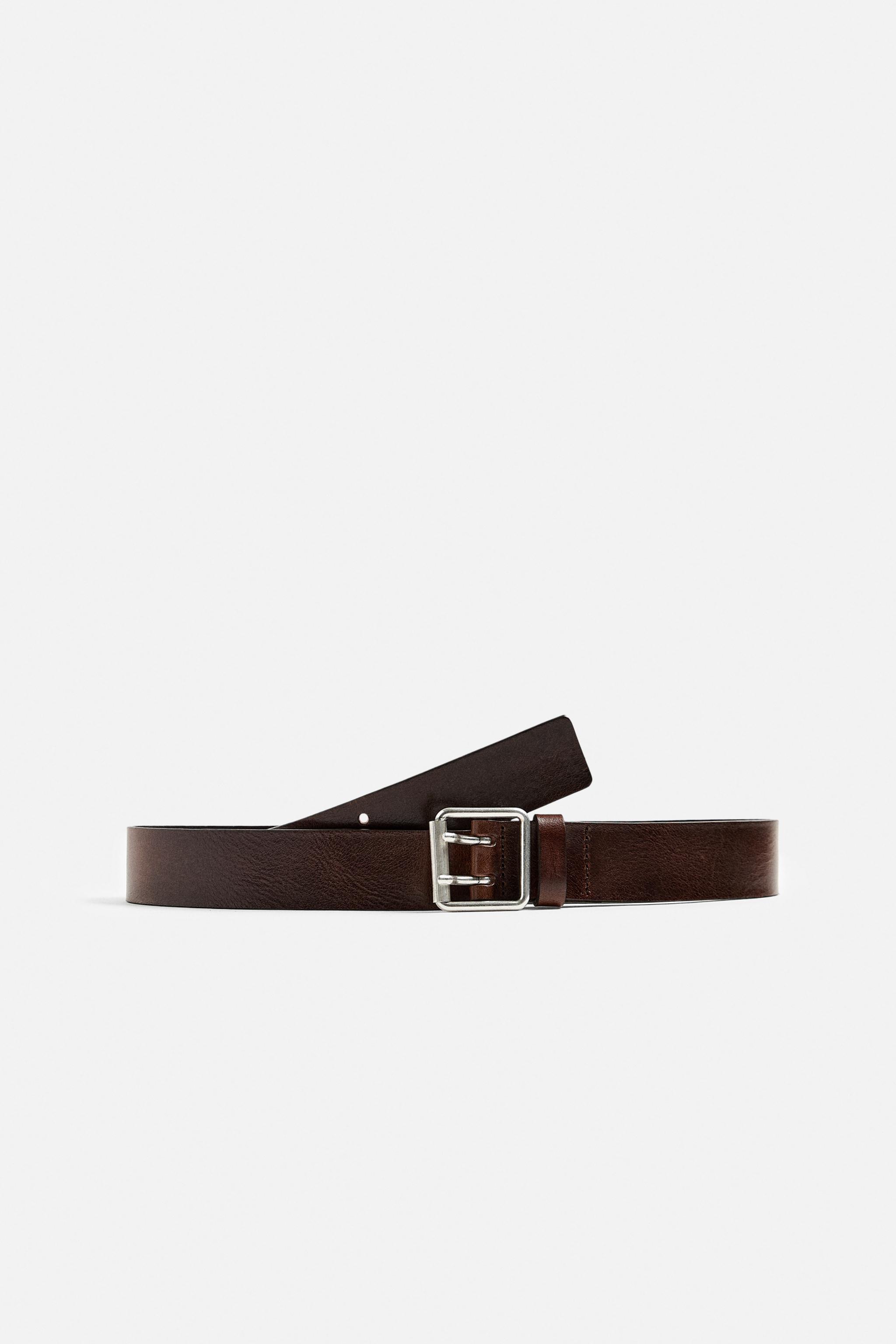 WASHED EFFECT LEATHER BELT Product Image