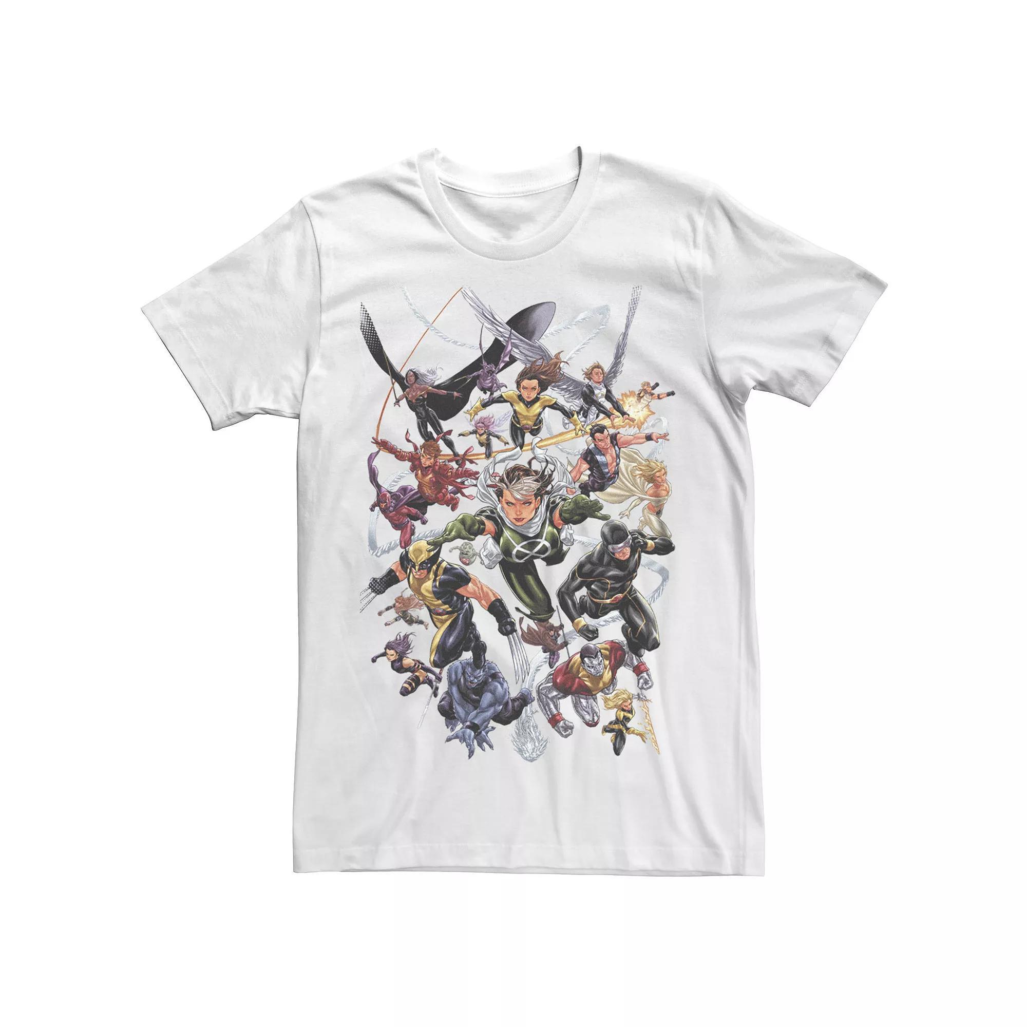 Men's Marvel Comics Retro X-Men Flying Group Shot Graphic Tee, Size: XXL, White Product Image