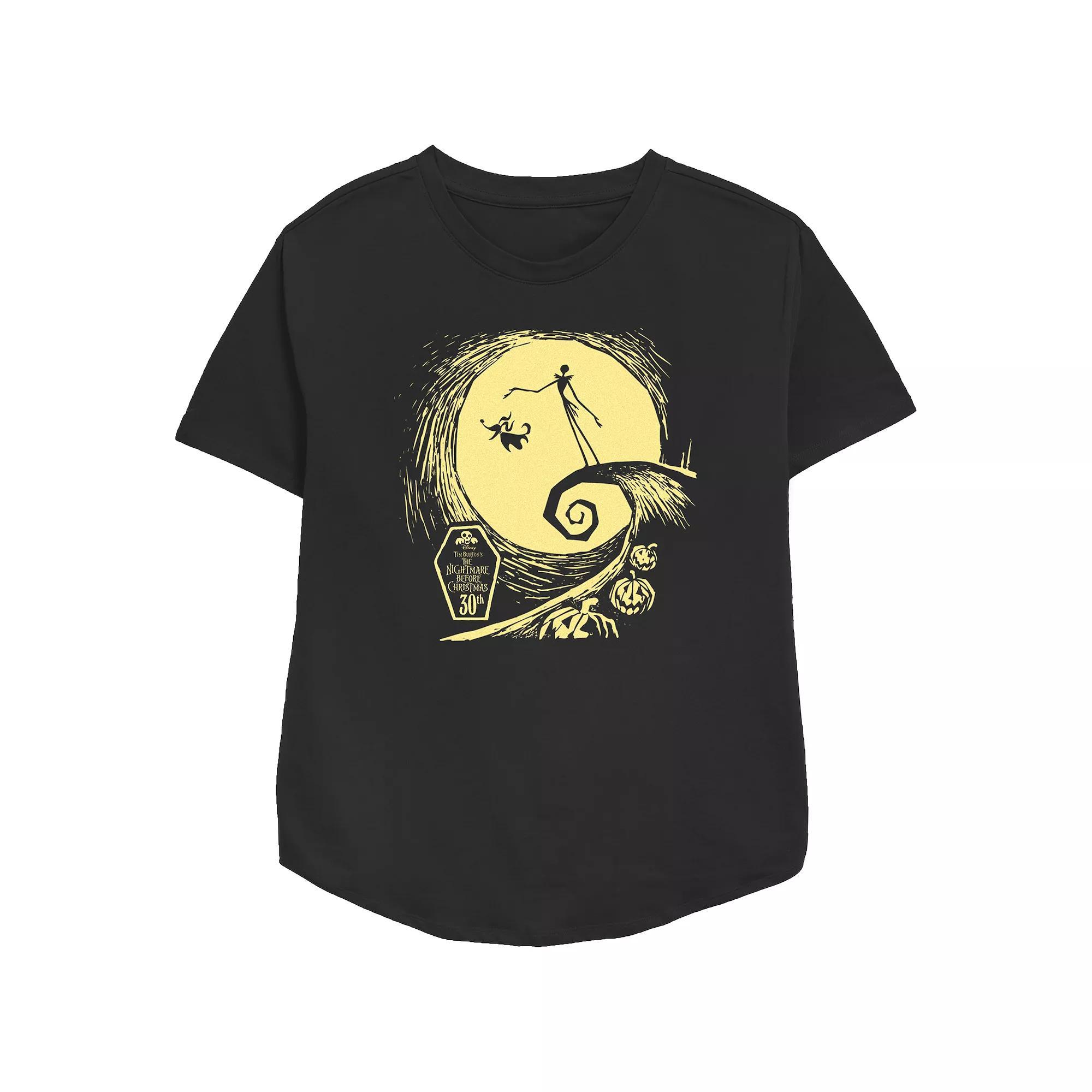 Disney's The Nightmare Before Christmas Jack Skellington Spiral Hill Women's Relaxed Fit Graphic Tee, Size: Small, Black Product Image