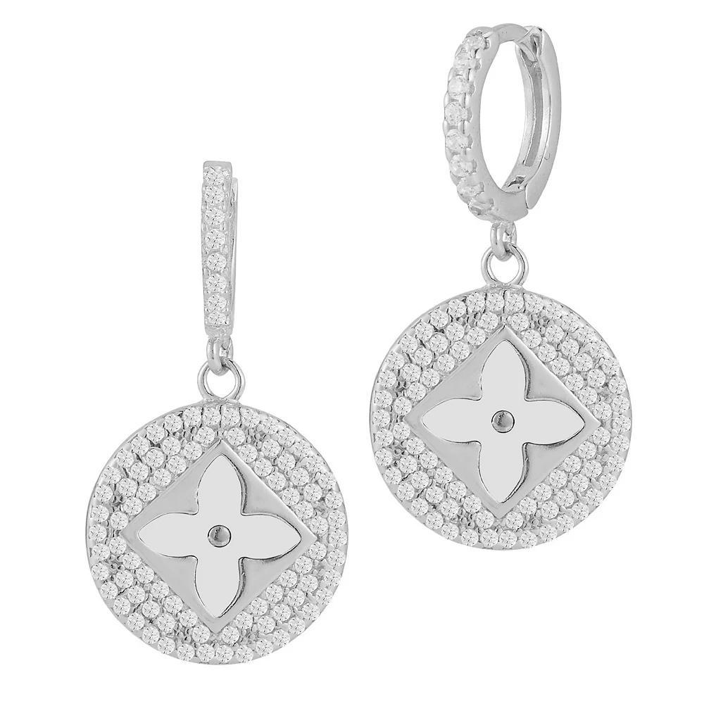 Sunkissed Sterling Gemstone & Cubic Zirconia Clover Earrings, Womens, Silver Tone White Product Image