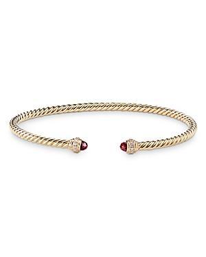 David Yurman 18K Yellow Gold Cable Spira Bracelet with Black Onyx & Diamonds Product Image