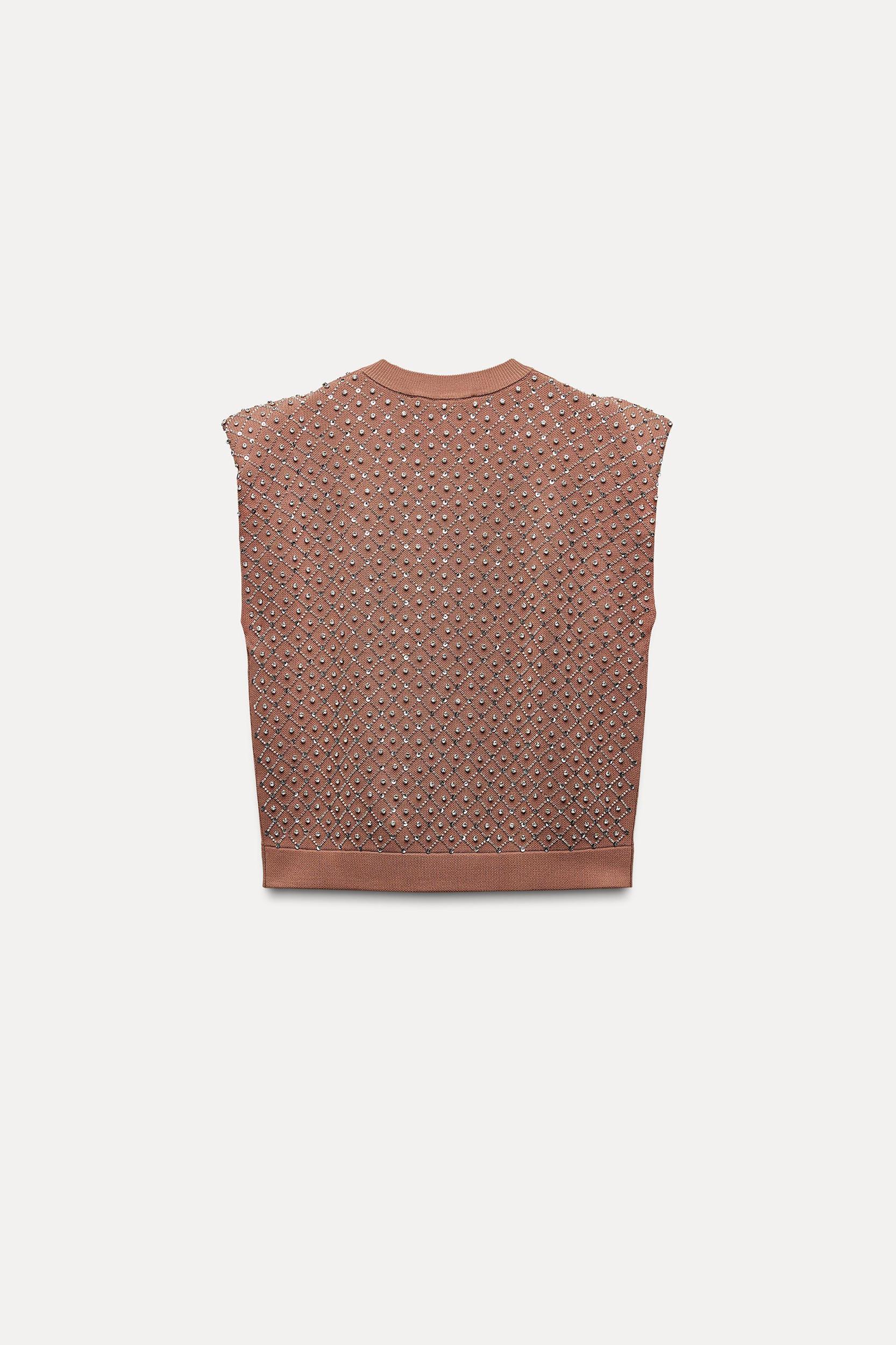 BEADED KNIT SWEATER VEST Product Image