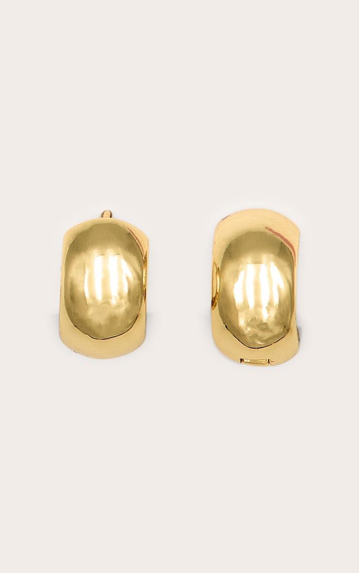 Real Gold Plated Wide Thick Small  Hoop Earrings Product Image