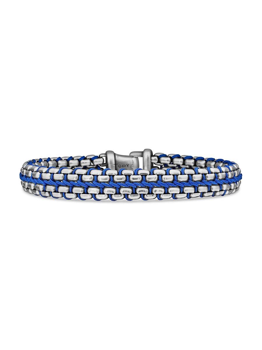 David Yurman Mens Woven Box Chain Bracelet in Sterling Silver with Blue Nylon, 12mm Product Image