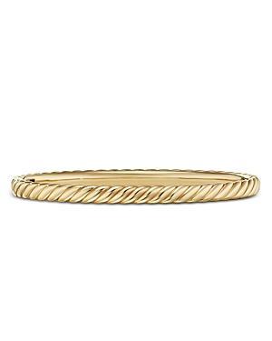 Womens Sculpted Cable Bangle Bracelet in 18K Yellow Gold Product Image