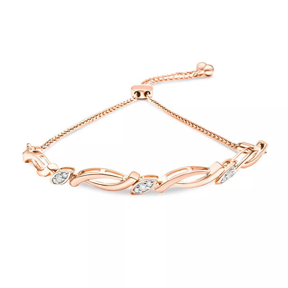 Haus of Brilliance Sterling Silver Diamond Accent Swirl Link Bolo Bracelet, Women's, Size: 7", Pink Tone Product Image