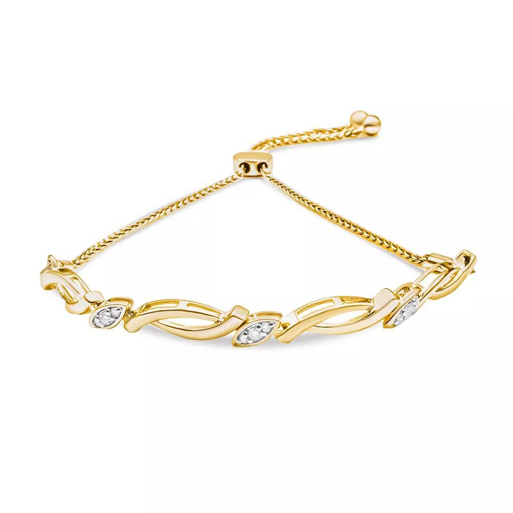 Haus of Brilliance Sterling Silver Diamond Accent Swirl Link Bolo Bracelet, Women's, Size: 7", Gold Tone Product Image