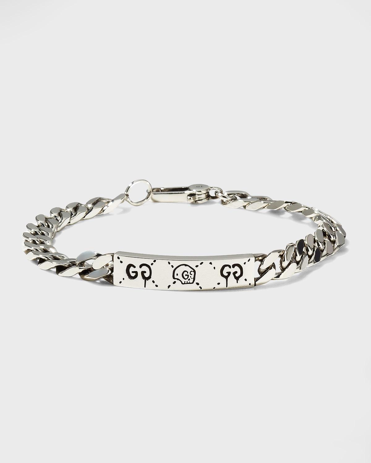 Mens Ghost Sterling Silver Bar Bracelet Product Image