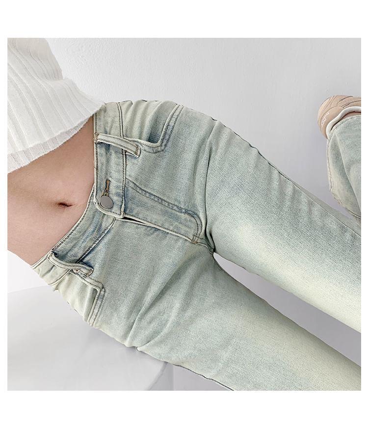 Washed Low-Waist Flared Jeans Product Image
