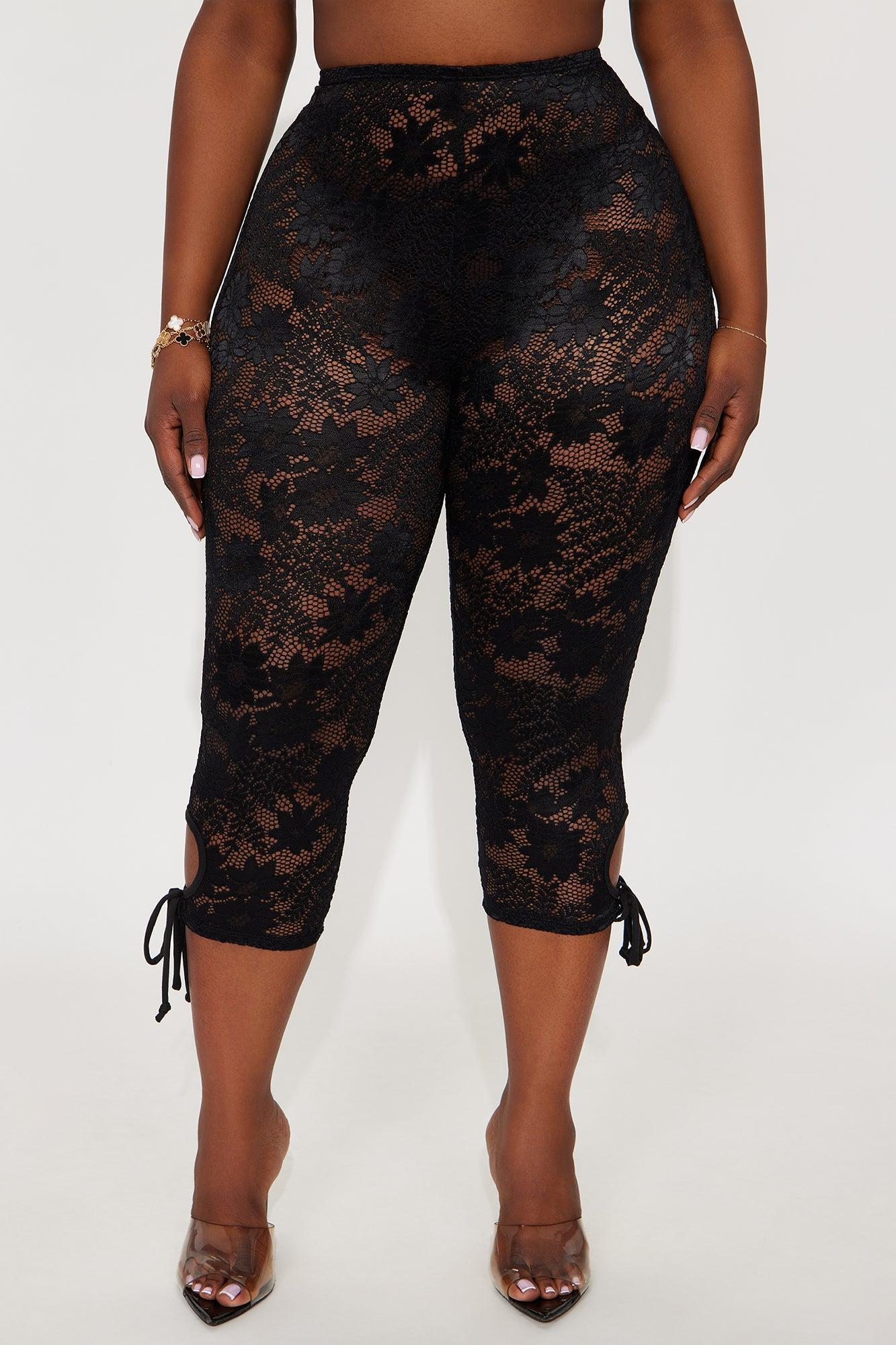 Can You Keep A Secret Lace Capri Legging - Black Female Product Image
