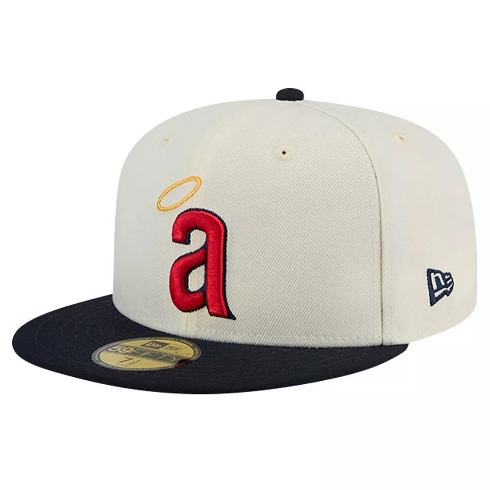Men's New Era Cream California Angels Cooperstown Collection Chrome 59FIFTY Fitted Hat, Size: 7 7/8, Mlb Beige Product Image