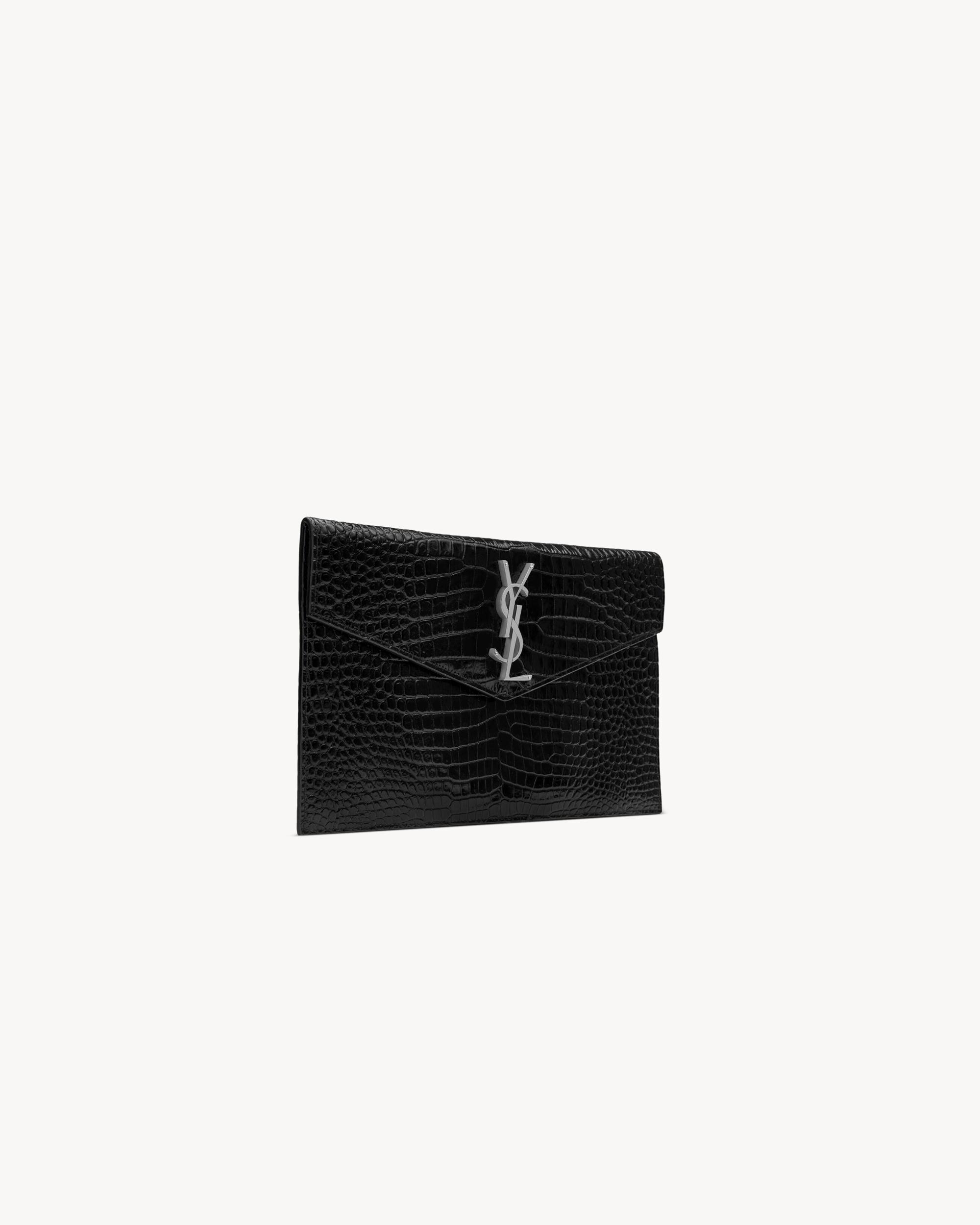 UPTOWN pouch in CROCODILE-EMBOSSED shiny leather Product Image