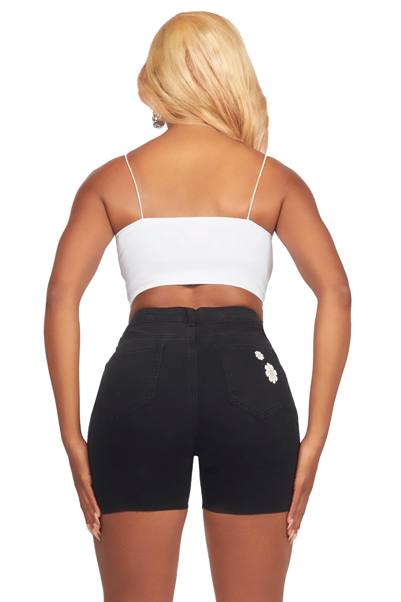 Coming Up Daisies Black Denim Short Female Product Image