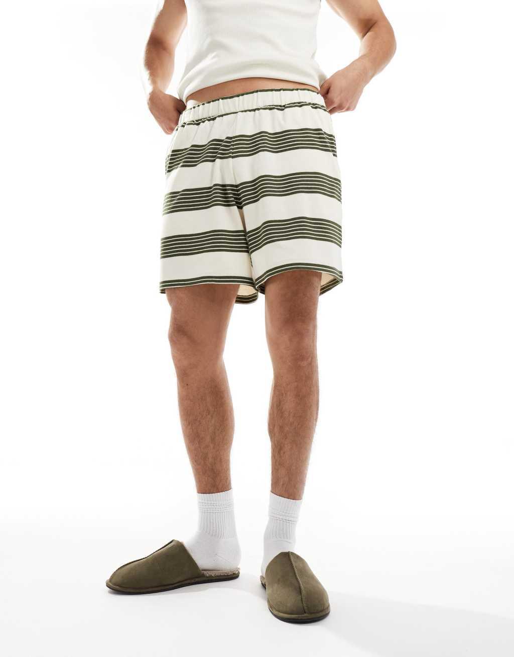 ASOS DESIGN lounge shorts in green stripe Product Image