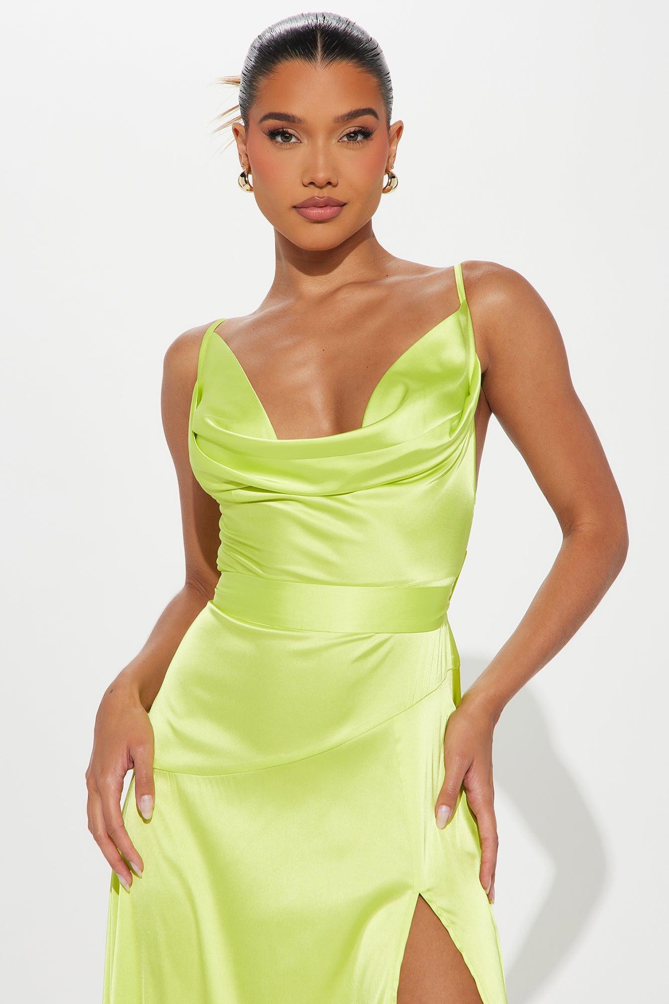 Big Entrance Satin Gown - Lime Product Image